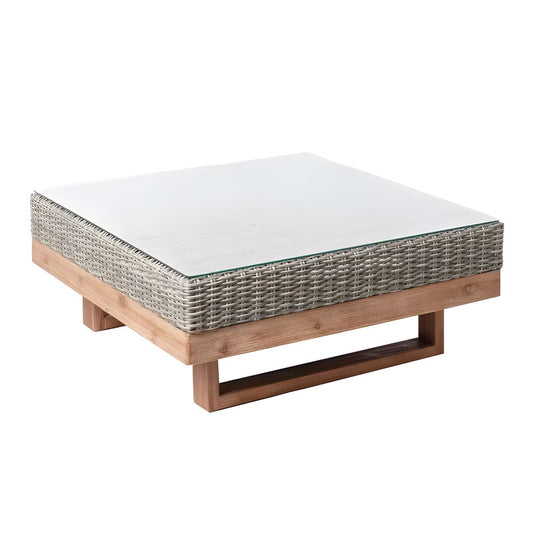 Garden Coffee Table Aged Grey Synthetic Rattan