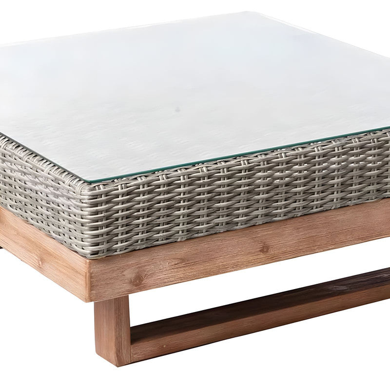 Garden Coffee Table Aged Grey Synthetic Rattan