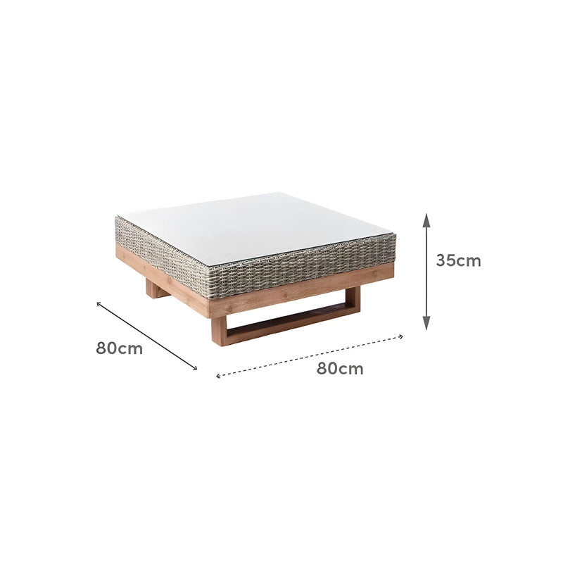Garden Coffee Table Aged Grey Synthetic Rattan