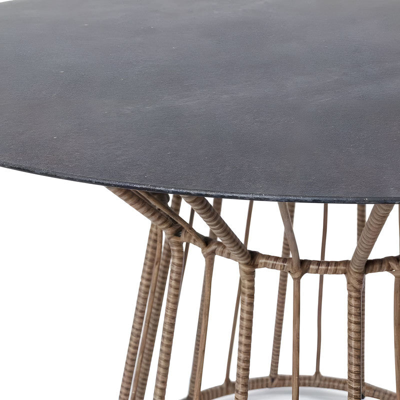 Brown Steel Indoor and Outdoor Dining Table for Terrace
