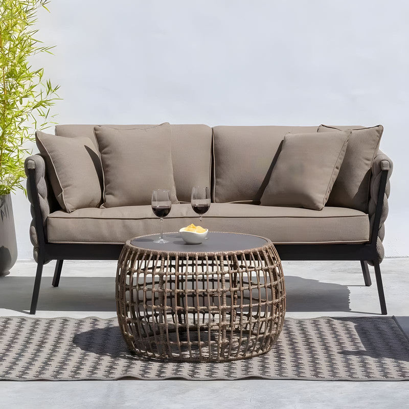 Brown Steel Indoor and Outdoor Coffee Table for Terrace