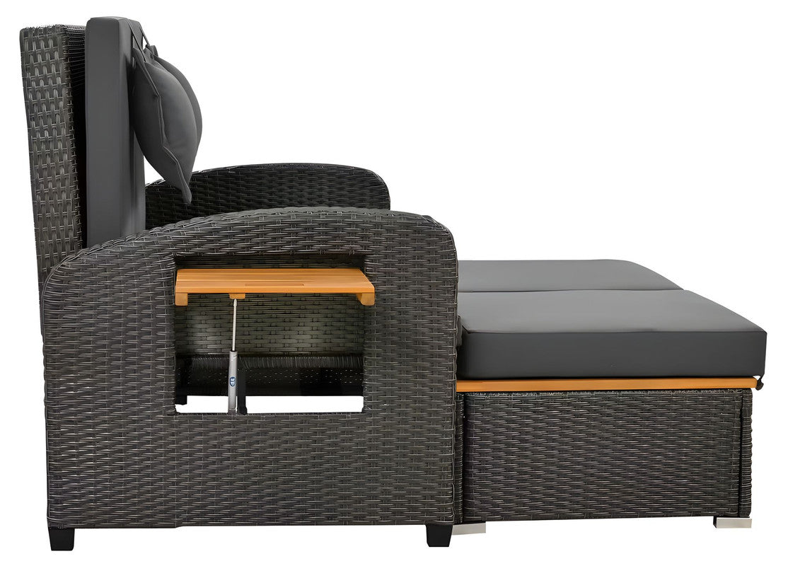 Versatile Garden Lounge Set with 3-Position Bed & Storage