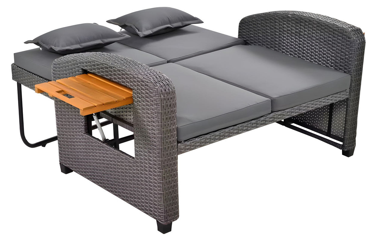 Versatile Garden Lounge Set with 3-Position Bed & Storage