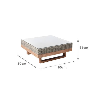 Garden Coffee Table Aged Grey Synthetic Rattan