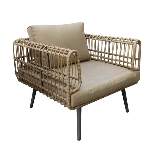 Garden Armchair in Braided Synthetic Rattan and Graphite Steel
