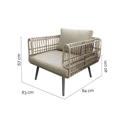 Garden Armchair in Braided Synthetic Rattan and Graphite Steel