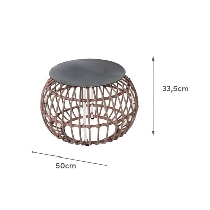 Synthetic Rattan and Glass Coffee Table