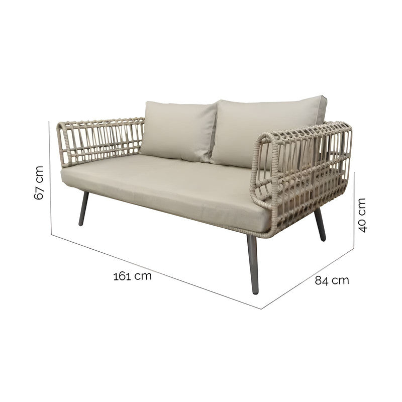 2-Seater Braided Sofa in Synthetic Rattan and Graphite Steel