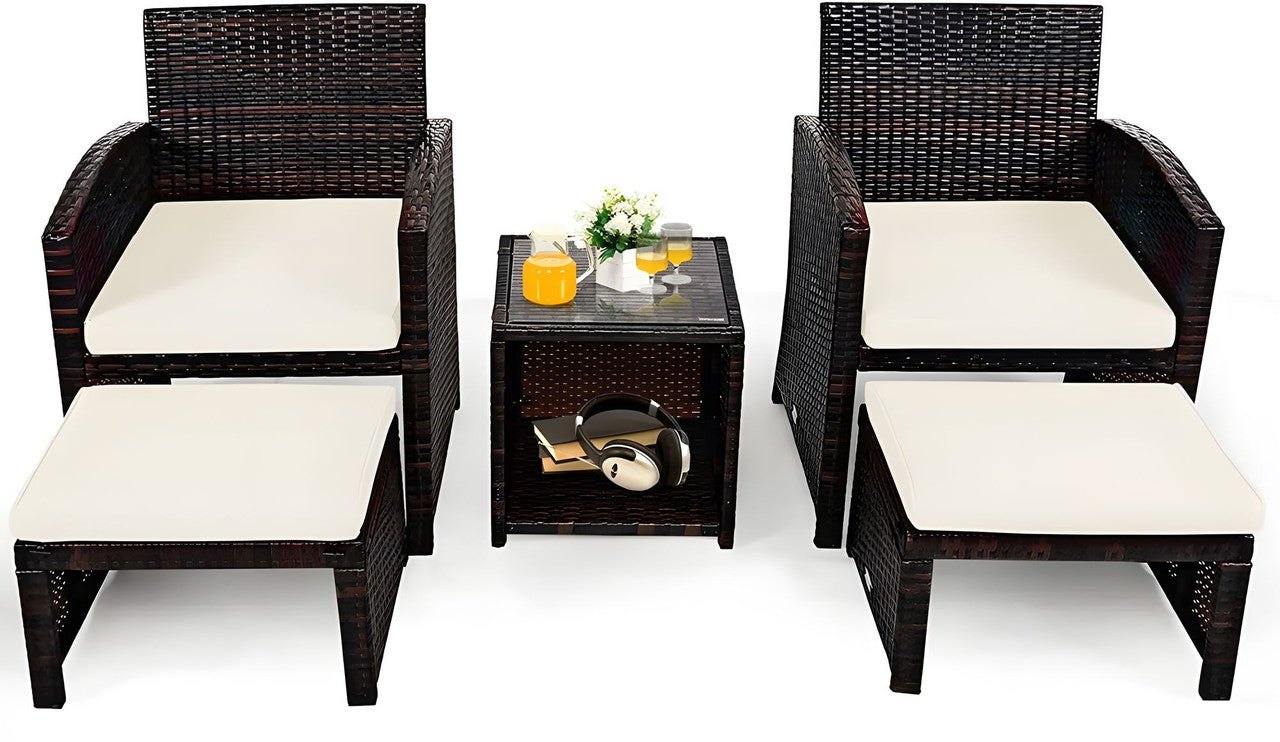 5-Piece Rattan Garden Furniture Set