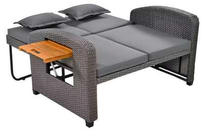 Versatile Garden Lounge Set with 3-Position Bed & Storage